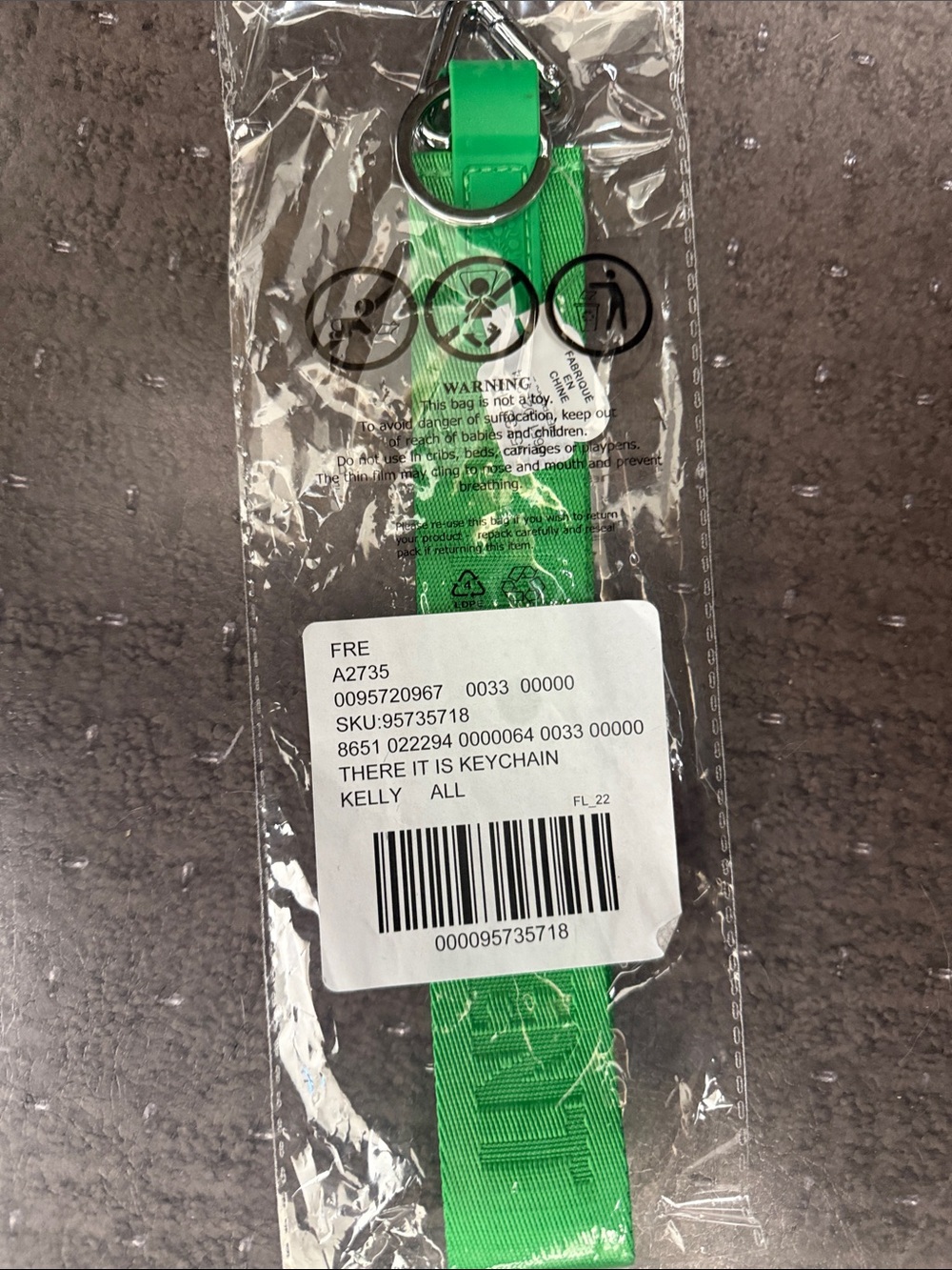 Green 'There It Is' Woven Keychain Strap